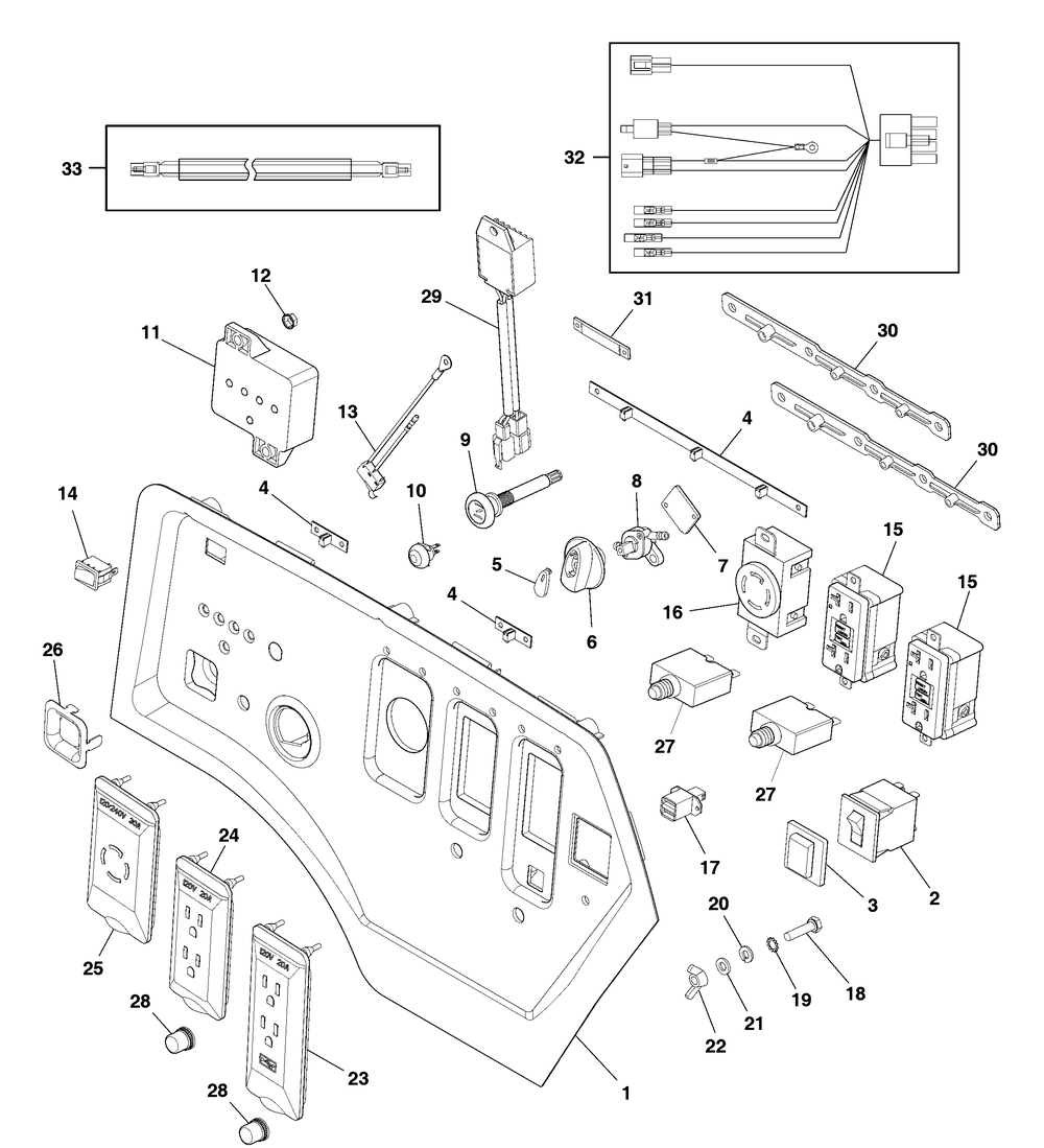 Control Panel (80027550) Diagram and Parts List for 030735-00  Briggs and Stratton Generator